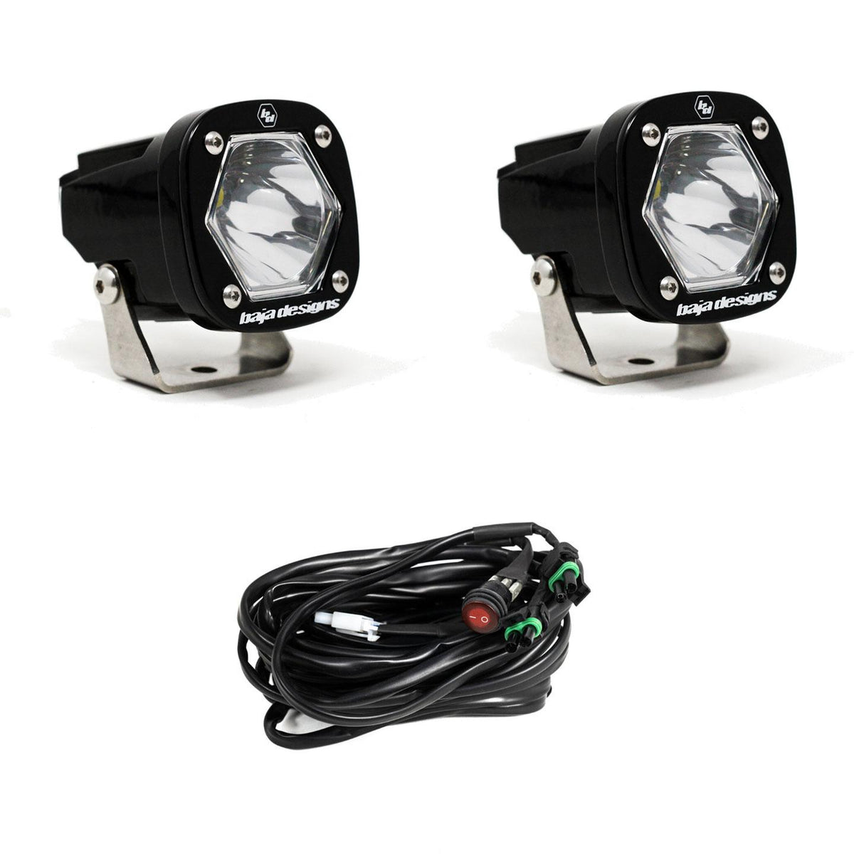 Baja Designs S1 Spot LED Light Pods — Clear Pair with Harness